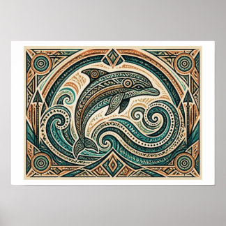 Affiche Art tribal de dauphin