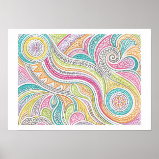 Affiche Art tribal doodle