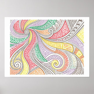Affiche Art tribal doodle
