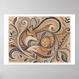 Affiche art tribal du renard