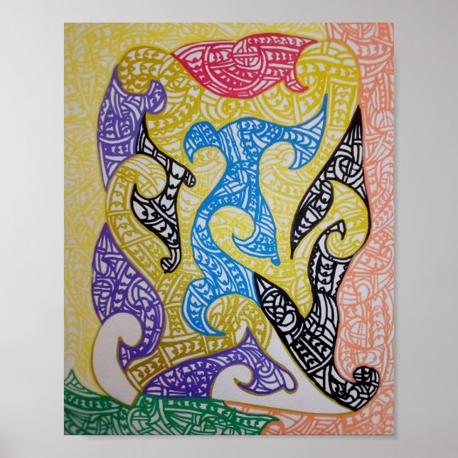 Affiche Art tribal Maori par Roger R Whiteside (Devant)