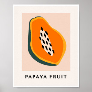 Affiche Art tropical de fruit de papaye minimaliste
