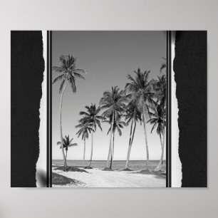 Affiche Art tropical noir et blanc Imprimable