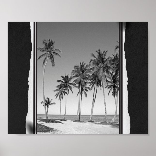 Affiche Art tropical noir et blanc Imprimable (Devant)