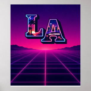 Affiche Art typographique néon de style californien des an
