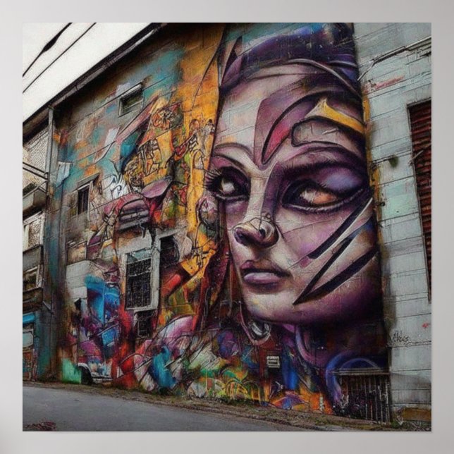 Affiche Art urbain sur un bâtiment abandonné (Devant)
