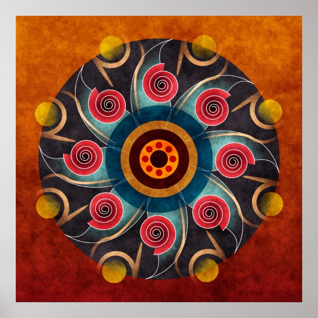 Affiche Art vectoriel Abstrait couleur florale (Devant)