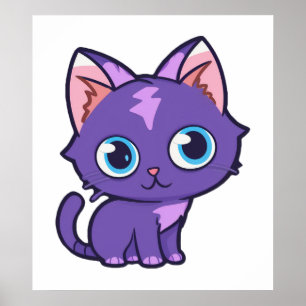 Affiche Art vectoriel de chat Anime Violet