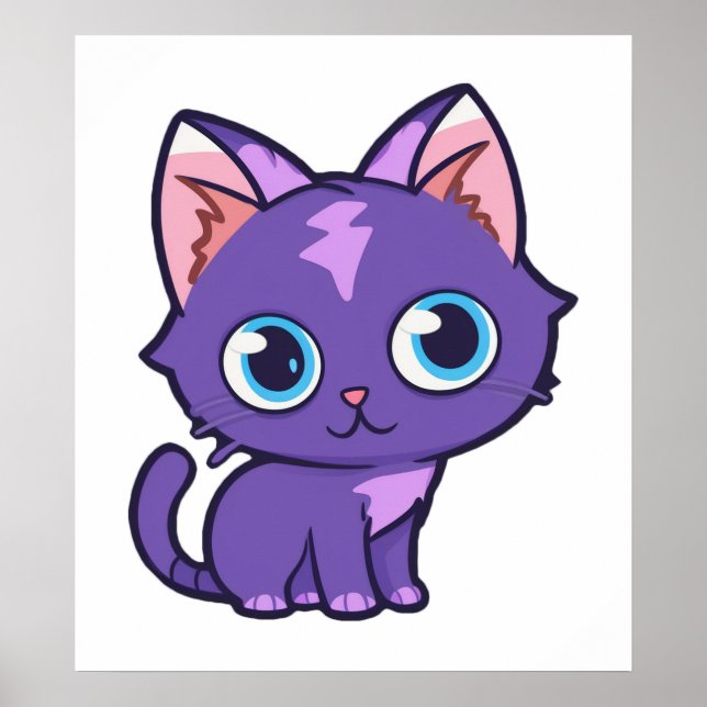 Affiche Art vectoriel de chat Anime Violet (Devant)