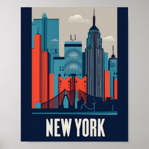 Affiche Art vectoriel plat minimaliste New York