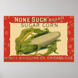 Affiche Art végétal vintage d'étiquette, aucun un tel maïs
