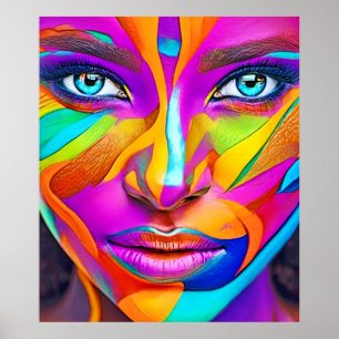 Affiche Art vibrant de peinture de visage