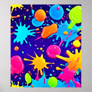 Affiche Art vibrant de projections de peinture néon