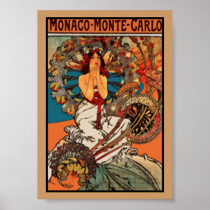 Affiche Art Vintage Alfons Mucha Monaco Monte Carl