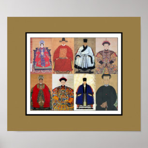 Affiche Art Vintage Collage Noblesse Chinoise