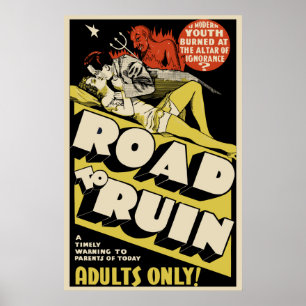 Affiche Art vintage d'affiche de film - "route à ruiner "