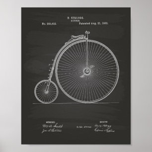 Affiche Art vintage de brevet de la bicyclette 1883 -