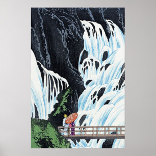 Affiche Art Vintage de la cascade japonaise