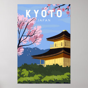 Affiche Art vintage de voyage à Kyoto Japon