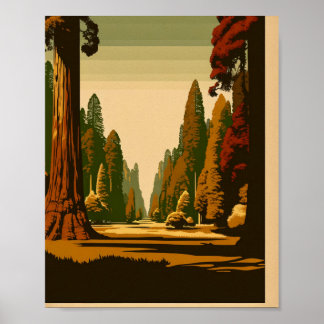 Affiche Art Vintage des forêts anciennes des Parcs