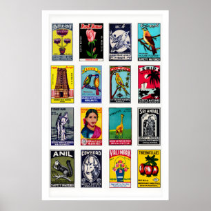 Affiche Art vintage d'étiquette de boîte d'allumettes tamo