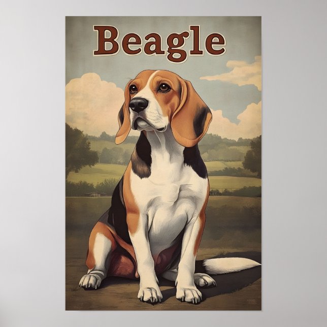 Affiche Art vintage du chien Beagle (Devant)
