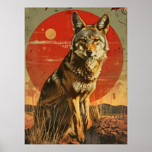 Affiche Art vintage du Coyote (Devant)
