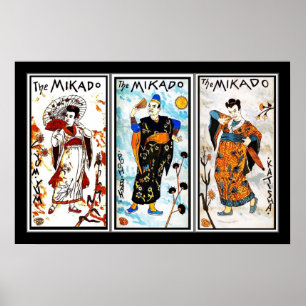 Affiche Art Vintage Japonais The Mikado 3 Panneaux