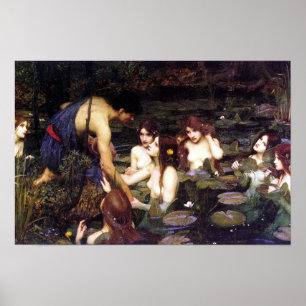 Affiche Art Vintage John W. Waterhouse Hylas et Nymphes