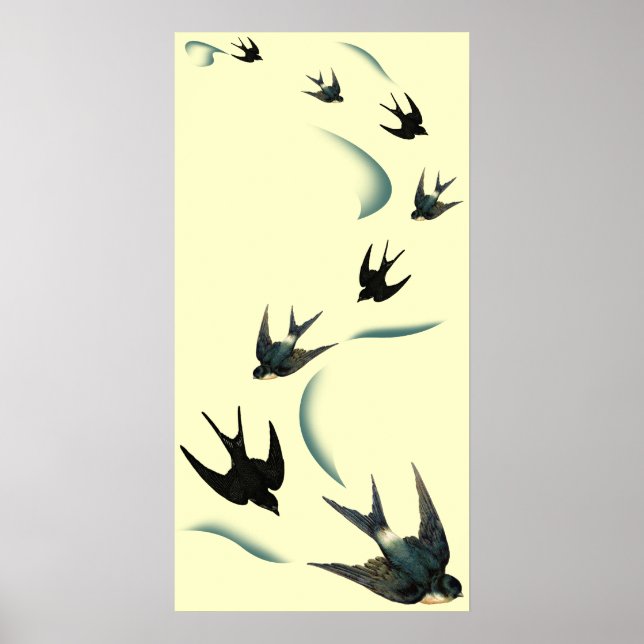 Affiche Art vintage Swallow Birds (Devant)