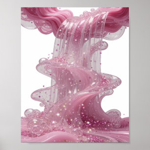 Affiche Art wearable cascade de paillettes roses argentées