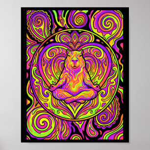 Affiche Art zen tripant de méditation de yoga capyra psych
