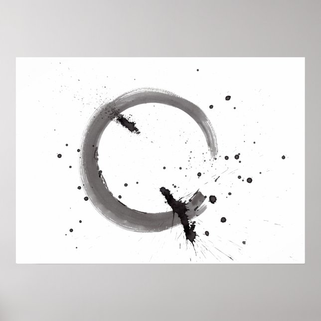 Affiche Arte abstrata preto e branco em aquarela (Devant)