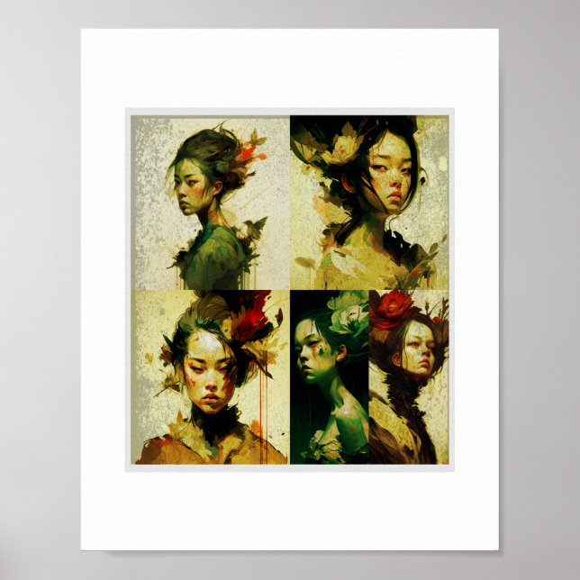 Affiche Arte floral digital y estética oscura. (Devant)