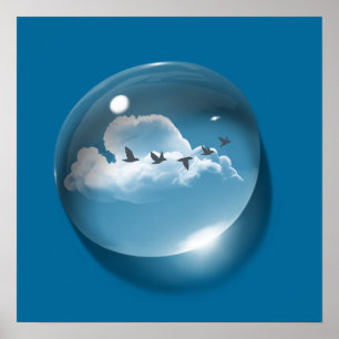 Affiche Arte moderne Cloudscape Cascade bleue Minimal