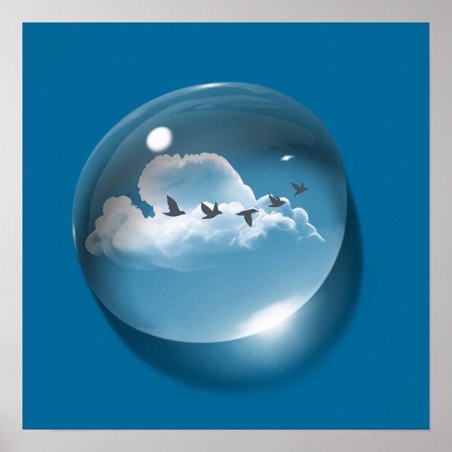 Affiche Arte moderne Cloudscape Cascade bleue Minimal (Devant)