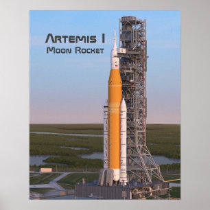 Affiche Artemis Une Lune Rocket sur Pad