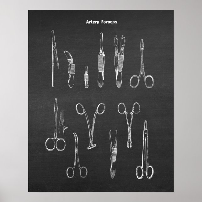 Affiche Artère Forceps Instruments chirurgicaux (Devant)