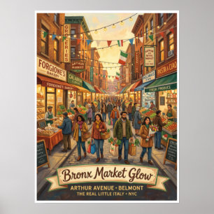 Affiche Arthur Avenue Bronx New York City rue marché