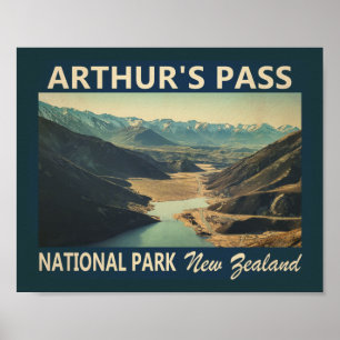 Affiche Arthur's Pass National Park New Zealand Vintage