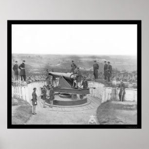 Affiche Artillerie géante et officiers à Washington 1865