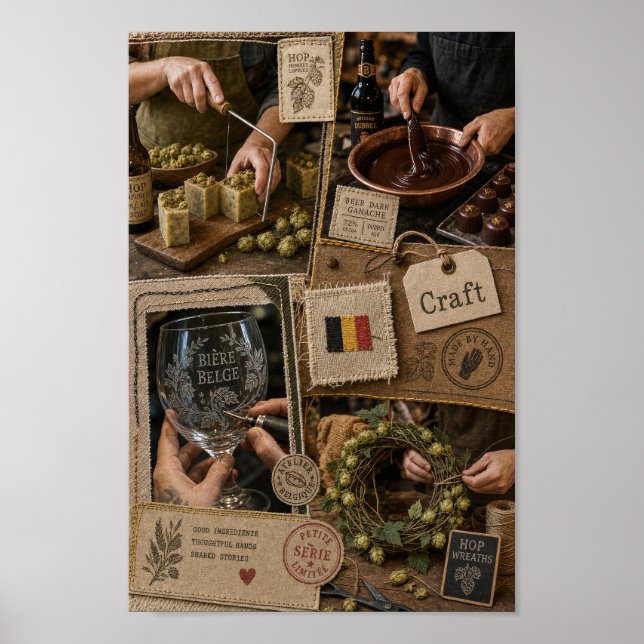 Affiche artisanale de bière et chocolat belges (Devant)
