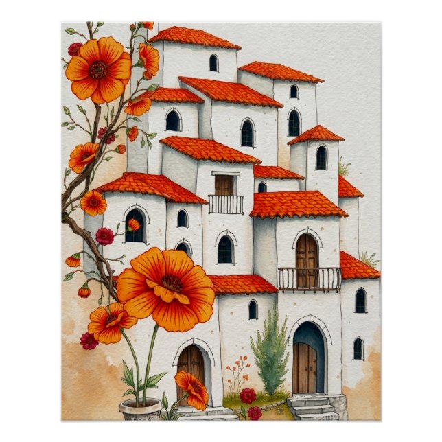 Affiche artisanale Mediterranean Bloom (Devant)
