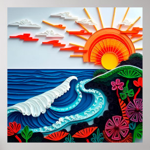 Affiche Artisanat coloré en papier enroulé