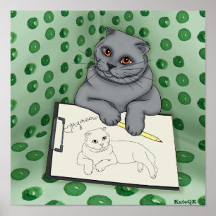 Affiche Artiste de chat. Mon meow