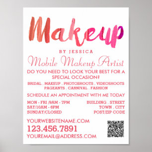 Affiche Artiste de maquillage rose moderne tendance Public