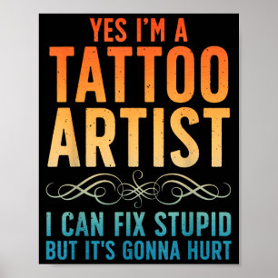 Affiche Artiste de tatouage drôle d'art pour hommes femmes