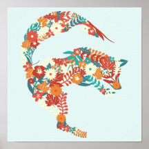 Artiste Floral Fox Wild Animal Nature Thème