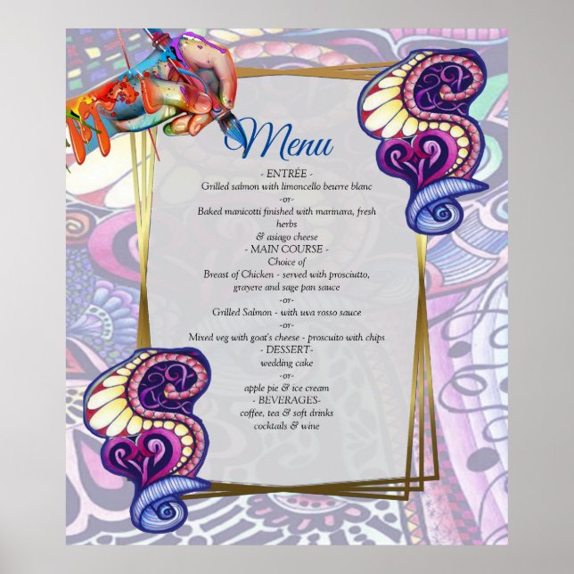 Affiche Artiste joyeux bleu Party Doodé Création (Devant)