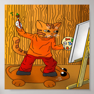 Affiche Artiste Peintre Chat